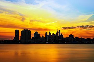 Philadelphia skyline at sunset