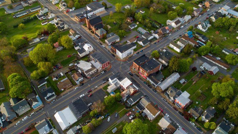aerial photo of a neighborhood