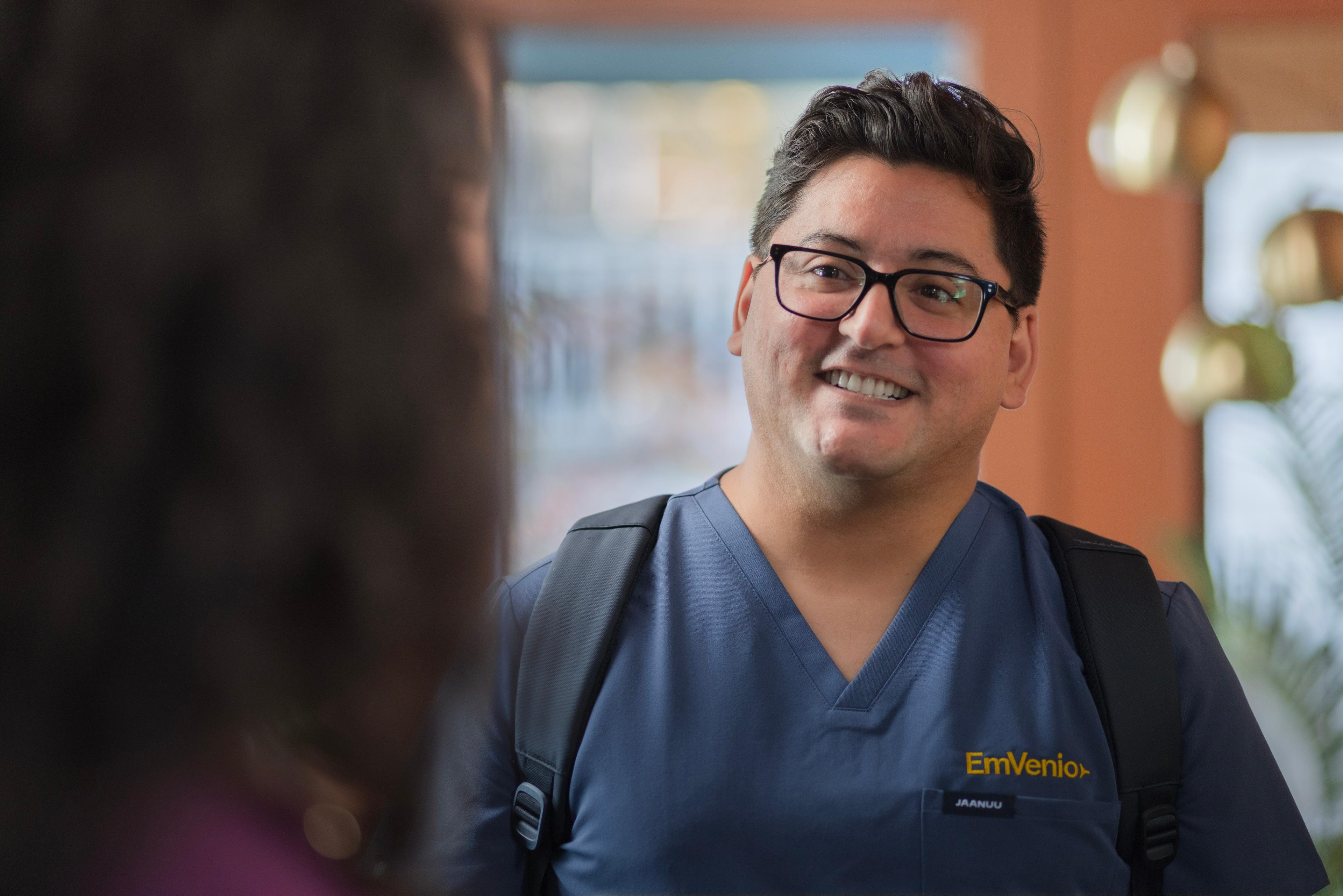 EmVenio Research Center clinician in exam room